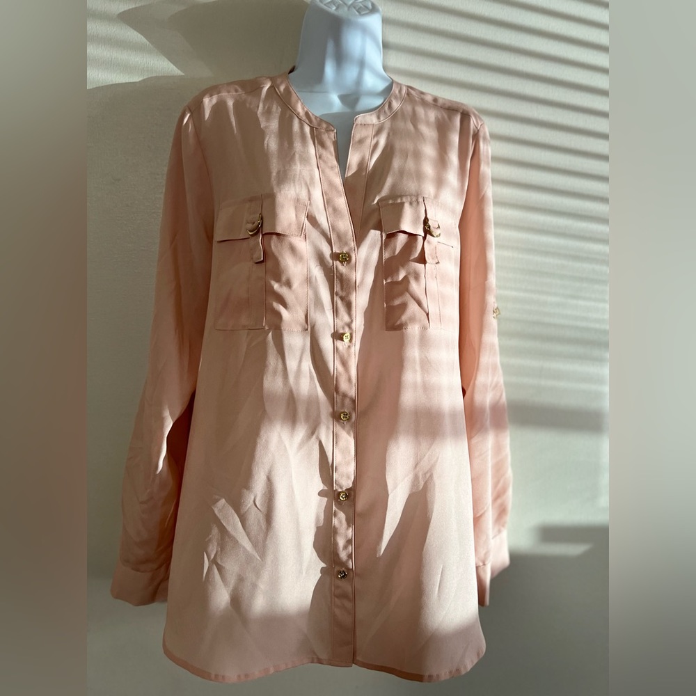 Nwt Calvin Klein Textured Roll Tab Button Down Sh… - image 1